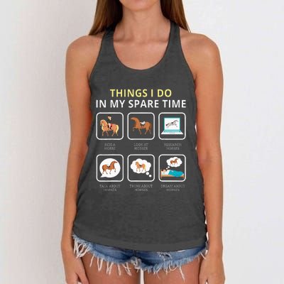 Things I Do In My Spare Time Horse For Women Ladies Women's Knotted Racerback Tank