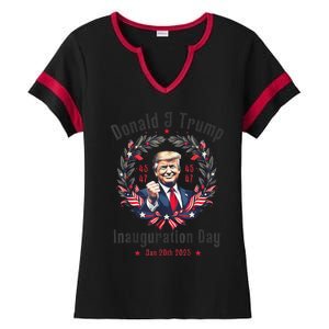 Trump Inauguration Day 2025 Donald J Trump 45 47 Victory Ladies Halftime Notch Neck Tee