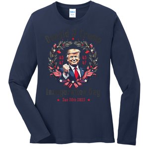 Trump Inauguration Day 2025 Donald J Trump 45 47 Victory Ladies Long Sleeve Shirt