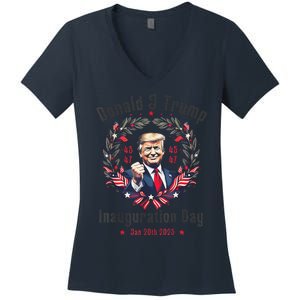 Trump Inauguration Day 2025 Donald J Trump 45 47 Victory Women's V-Neck T-Shirt