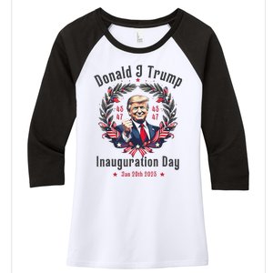 Trump Inauguration Day 2025 Donald J Trump 45 47 Victory Women's Tri-Blend 3/4-Sleeve Raglan Shirt