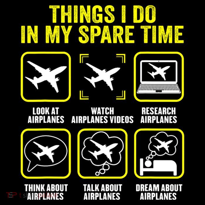 Things I Do In My Spare Time Airplanes Aviation Pilot Tall T-Shirt