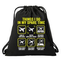 Things I Do In My Spare Time Airplanes Aviation Pilot Drawstring Bag