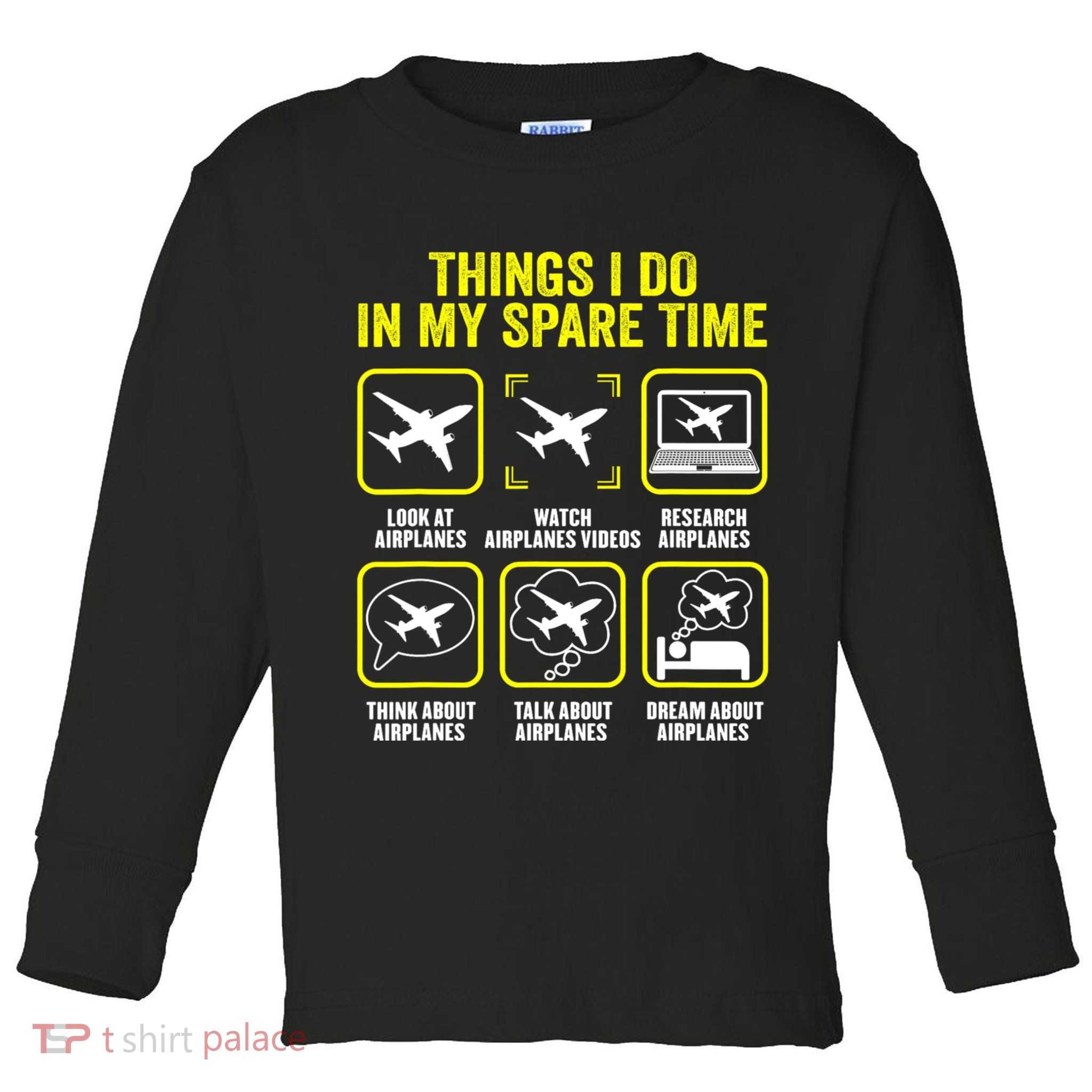 Things I Do In My Spare Time Airplanes Aviation Pilot Toddler Long Sleeve Shirt