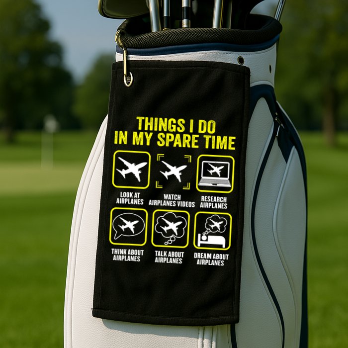 Things I Do In My Spare Time Airplanes Aviation Pilot Golf Towel