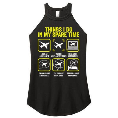 Things I Do In My Spare Time Airplanes Aviation Pilot Women's Perfect Tri Rocker Tank