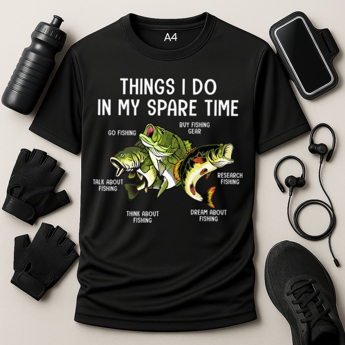 Things I Do In My Spare Time Go Fishing Buy Fishing Lovers Cooling Performance Crew T-Shirt