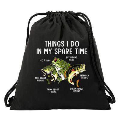 Things I Do In My Spare Time Go Fishing Buy Fishing Lovers Drawstring Bag