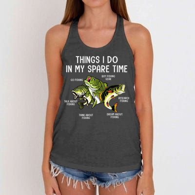 Things I Do In My Spare Time Go Fishing Buy Fishing Lovers Women's Knotted Racerback Tank