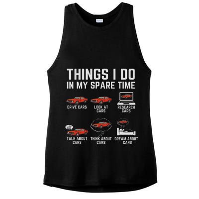 Things I Do In My Spare Time Funny Car Enthusiast Car Lover Ladies PosiCharge Tri-Blend Wicking Tank