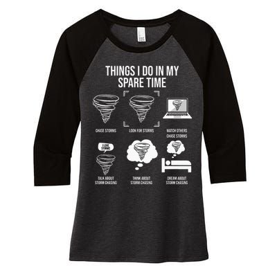 Things I Do In My Spare Time Tornado Storm Chaser Women's Tri-Blend 3/4-Sleeve Raglan Shirt