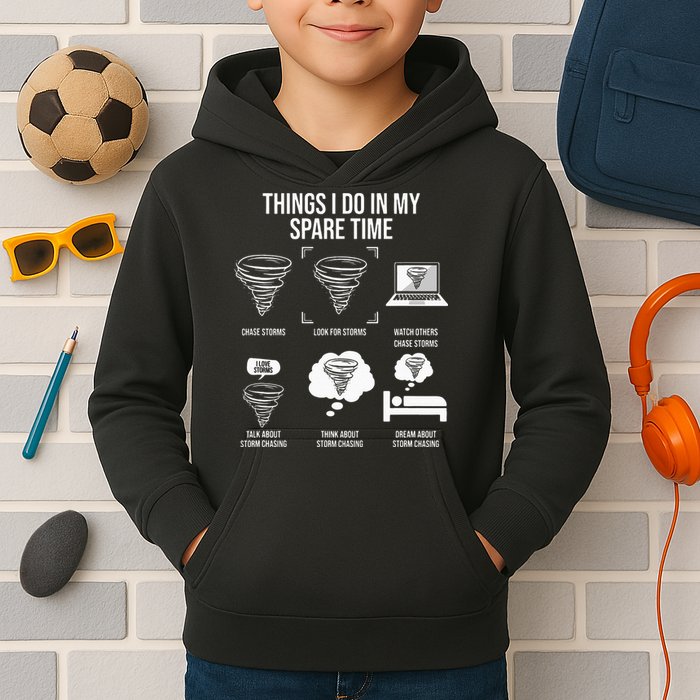Things I Do In My Spare Time Tornado Storm Chaser Kids Hoodie