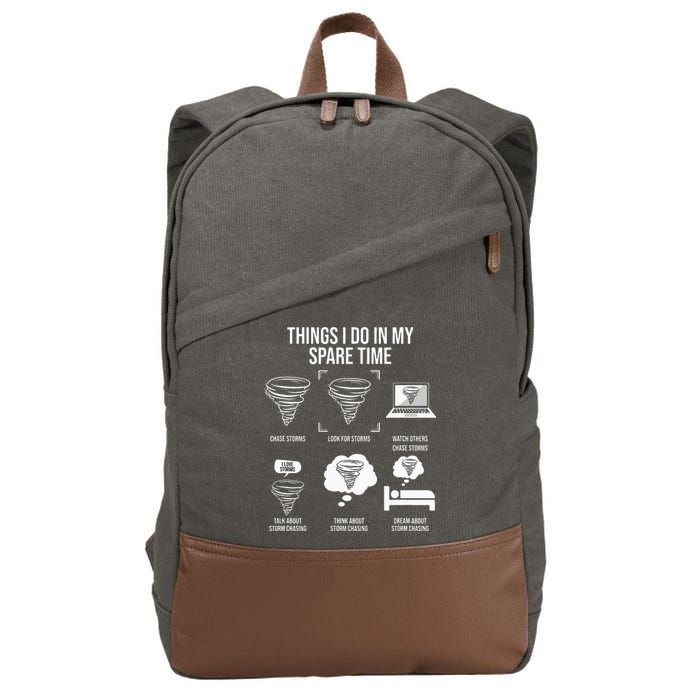 Things I Do In My Spare Time Tornado Storm Chaser Cotton Canvas Backpack