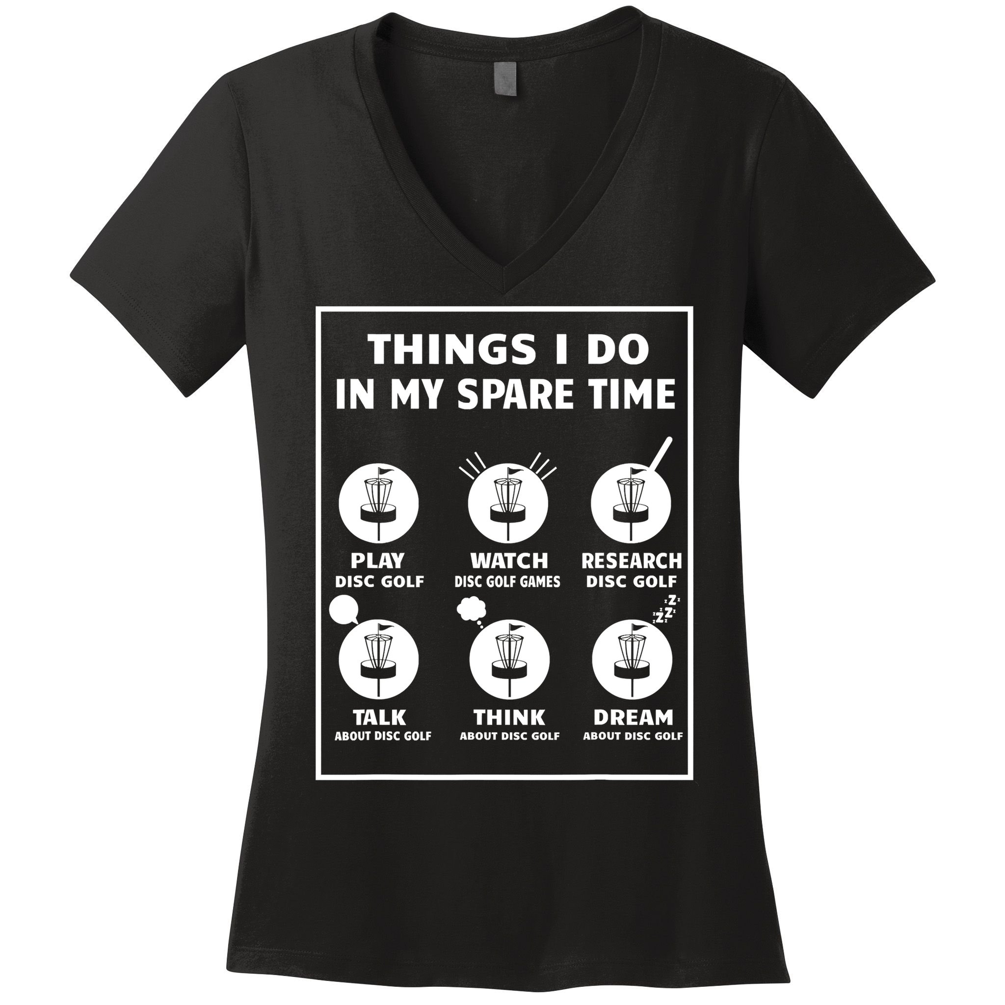 Things I Do In My Spare Time Disc Golf Funny Women's V-Neck T-Shirt