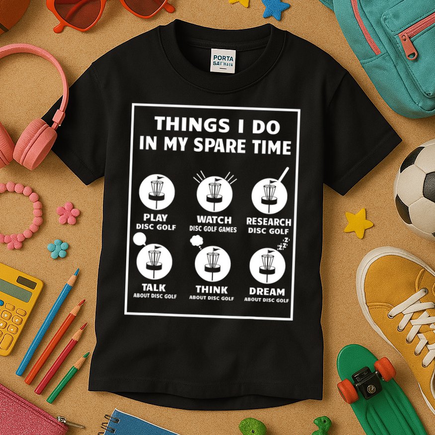 Things I Do In My Spare Time Disc Golf Funny Kids T-Shirt