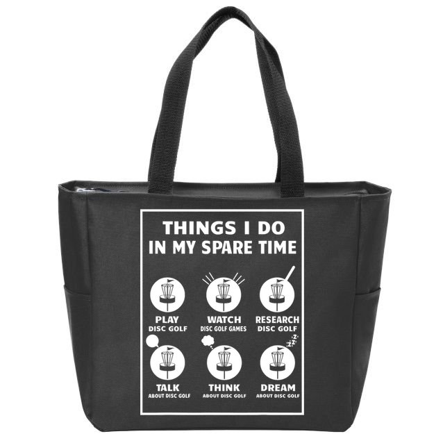 Things I Do In My Spare Time Disc Golf Funny Zip Tote Bag