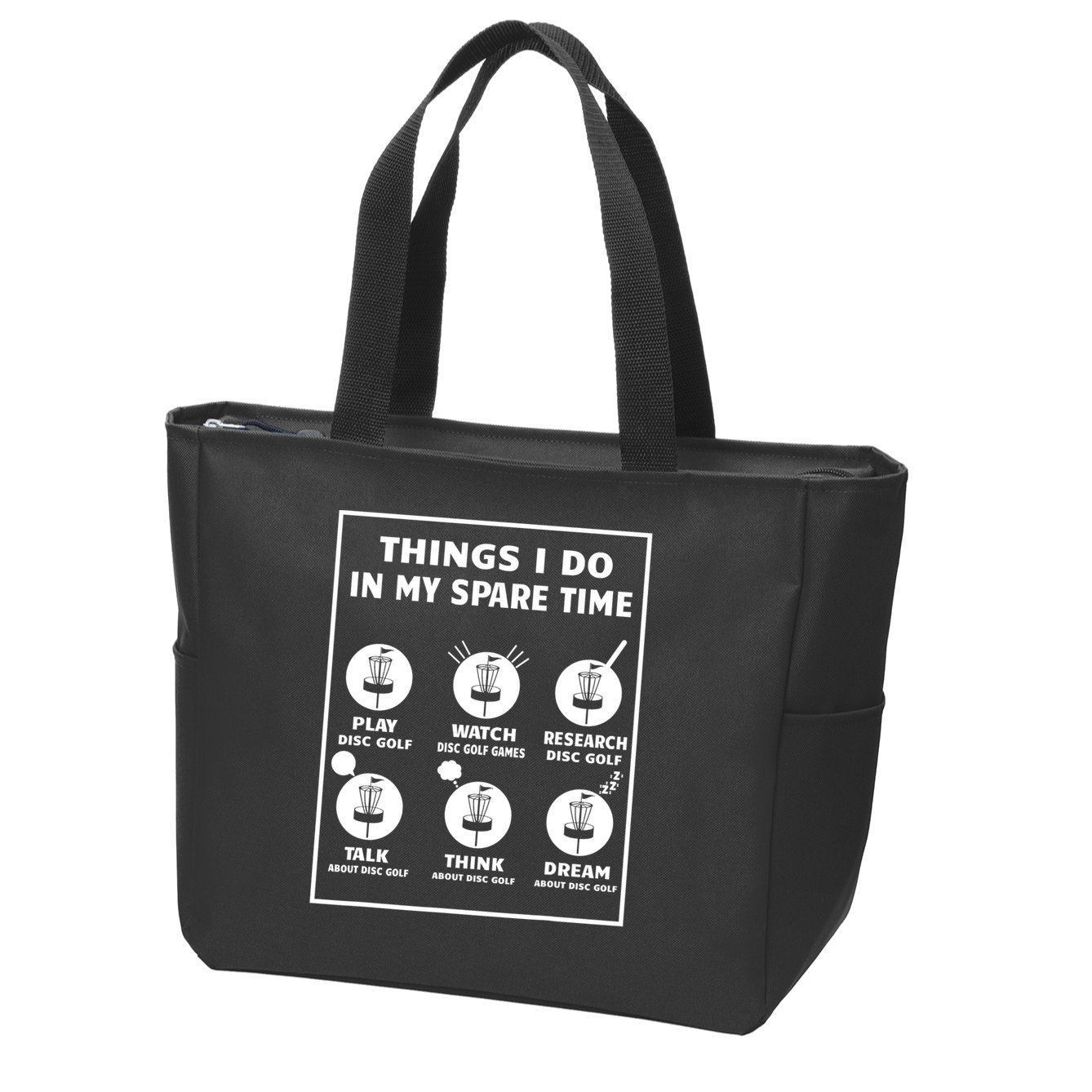 Things I Do In My Spare Time Disc Golf Funny Zip Tote Bag