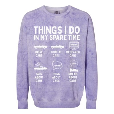 Things I Do In My Spare Time Car Enthusiast Funny Car Guy Colorblast Crewneck Sweatshirt