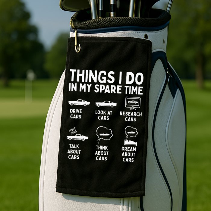 Things I Do In My Spare Time Car Enthusiast Funny Car Guy Golf Towel