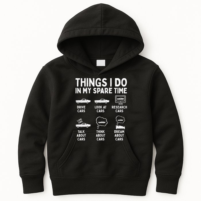 Things I Do In My Spare Time Car Enthusiast Funny Car Guy Kids Hoodie