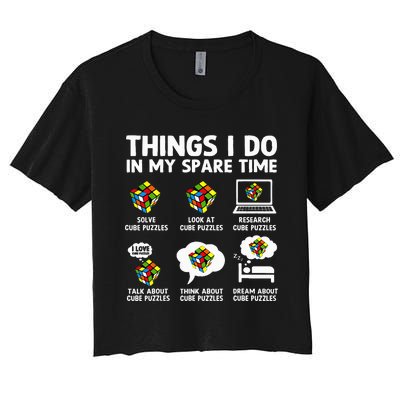 Things I Do In My Spare Time Cube Puzzle Speed Cubing Women's Crop Top Tee