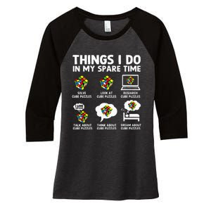 Things I Do In My Spare Time Cube Puzzle Speed Cubing Women's Tri-Blend 3/4-Sleeve Raglan Shirt