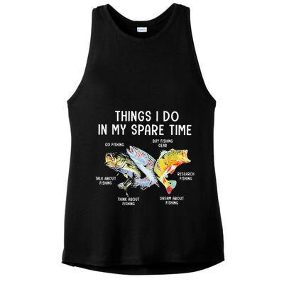 Things I Do In My Spare Time Funny Fishing Ladies PosiCharge Tri-Blend Wicking Tank