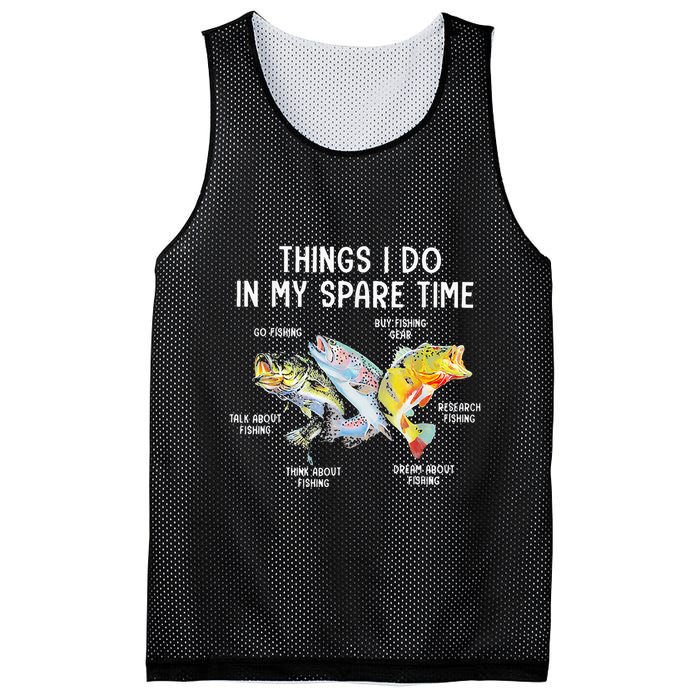 Things I Do In My Spare Time Funny Fishing Mesh Reversible Basketball Jersey Tank