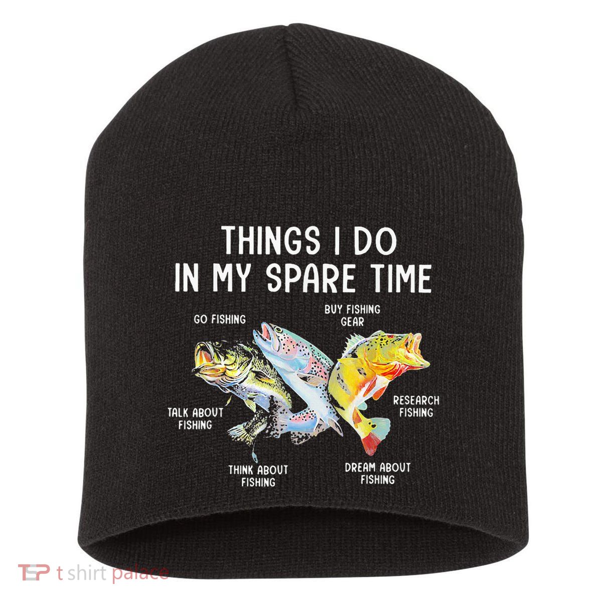 Things I Do In My Spare Time Funny Fishing Short Acrylic Beanie