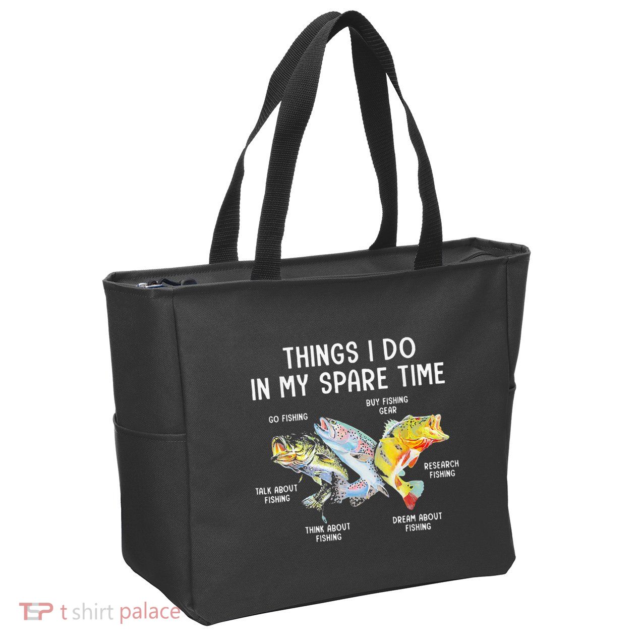 Things I Do In My Spare Time Funny Fishing Zip Tote Bag