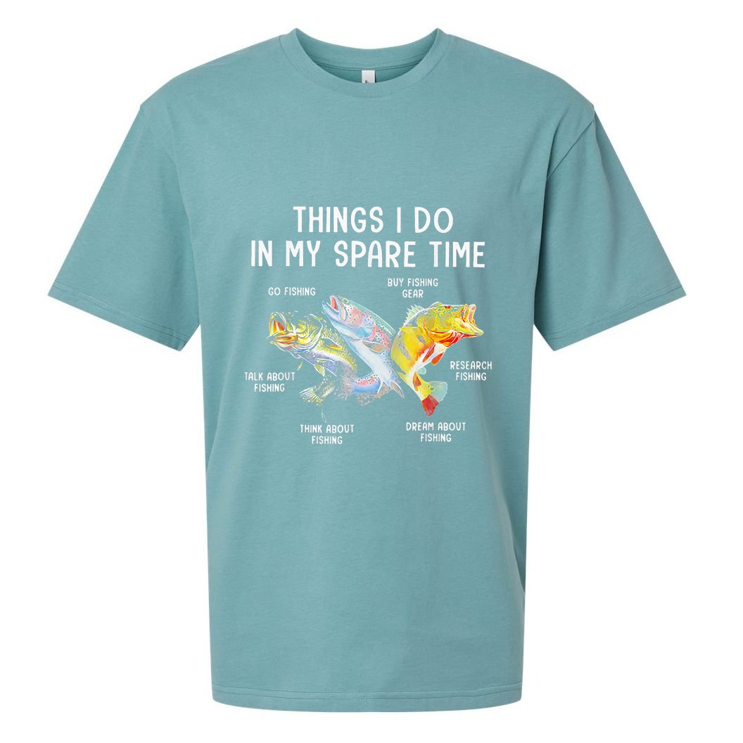 Things I Do In My Spare Time Funny Fishing Sueded Cloud Jersey T-Shirt