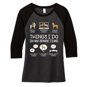 Things I Do In My Spare Time Funny Horse Lovers  Women's Tri-Blend 3/4-Sleeve Raglan Shirt