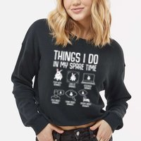 Things I Do In My Spare Time Bunny Rabbit Cropped Pullover Crew