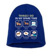 Things I Do In My Spare Time Horse Barn Horseback Riding Funny Gift Short Acrylic Beanie