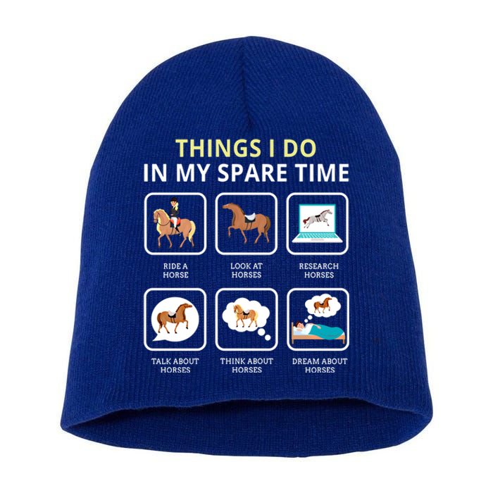 Things I Do In My Spare Time Horse Barn Horseback Riding Funny Gift Short Acrylic Beanie