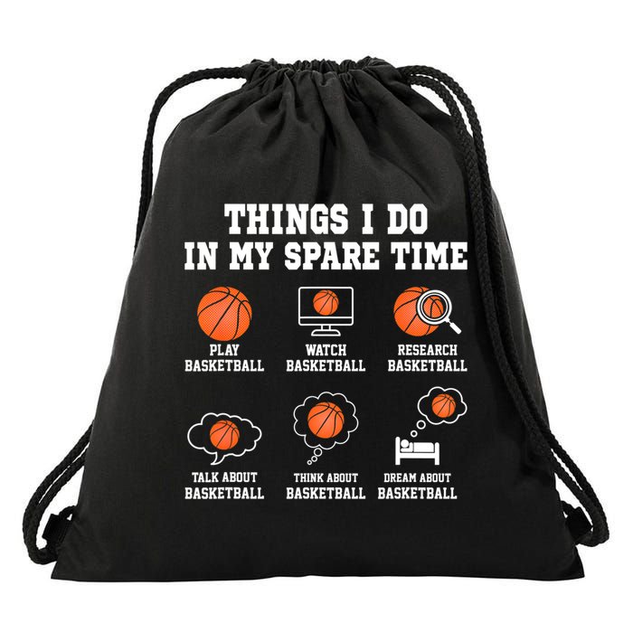 Things I Do In My Spare TIme Funny Basketball Lover Drawstring Bag