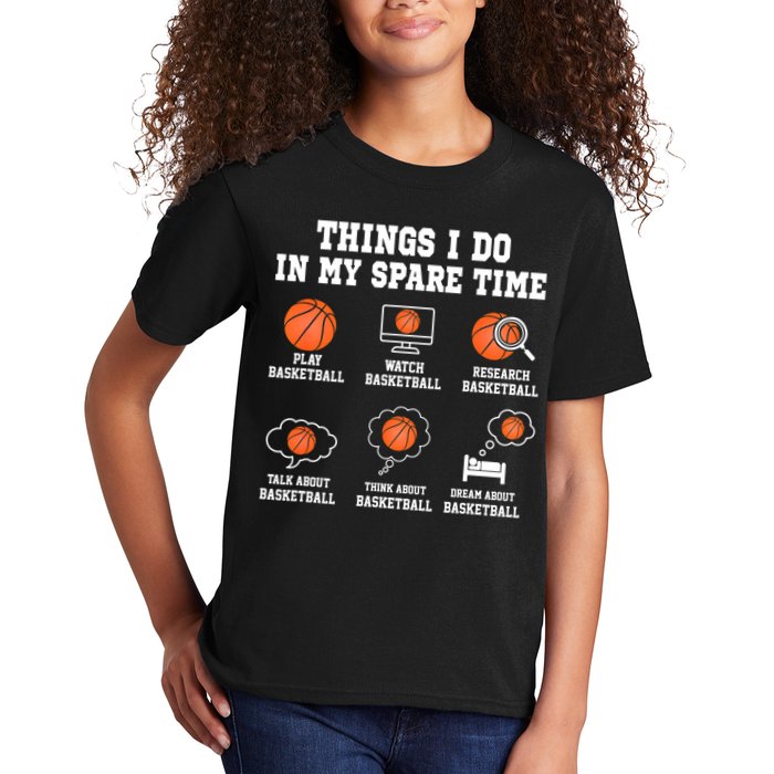 Things I Do In My Spare TIme Funny Basketball Lover Kids T-Shirt