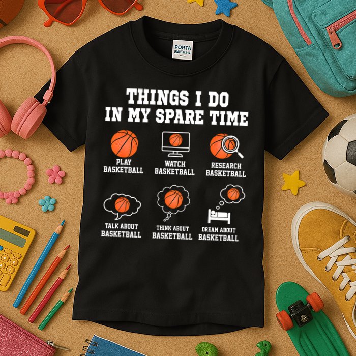 Things I Do In My Spare TIme Funny Basketball Lover Kids T-Shirt