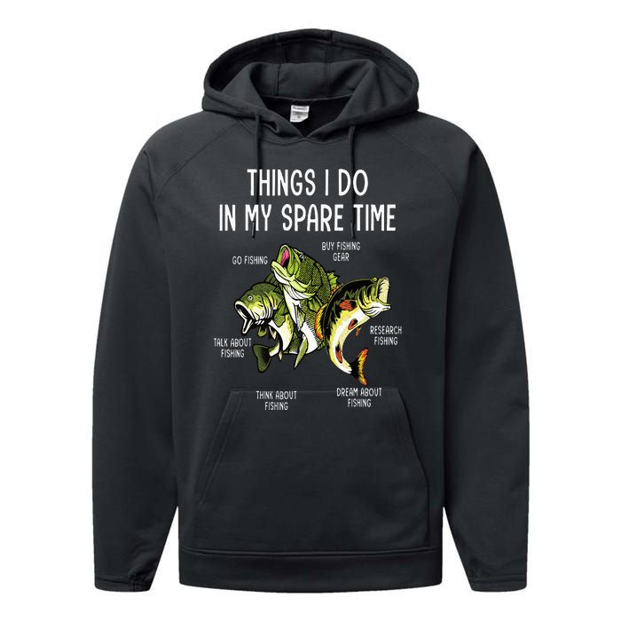 Things I Do In My Spare Time Go Fishing Buy Fishing Lovers Performance Fleece Hoodie