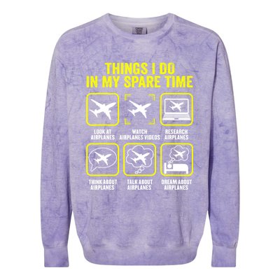 Things I Do In My Spare Time Airplanes Aviation Pilot Colorblast Crewneck Sweatshirt