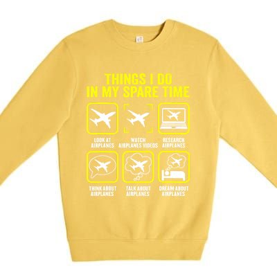 Things I Do In My Spare Time Airplanes Aviation Pilot Premium Crewneck Sweatshirt