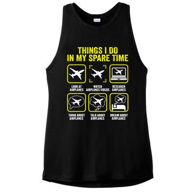 Things I Do In My Spare Time Airplanes Aviation Pilot Ladies PosiCharge Tri-Blend Wicking Tank