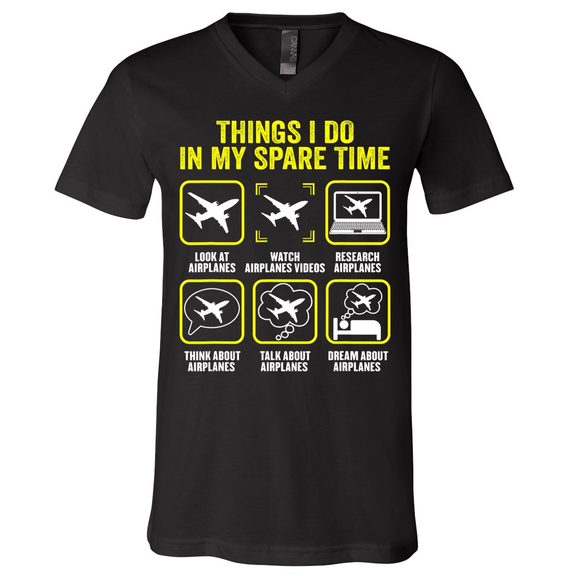 Things I Do In My Spare Time Airplanes Aviation Pilot V-Neck T-Shirt