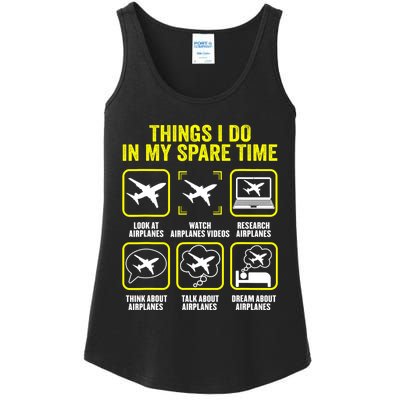 Things I Do In My Spare Time Airplanes Aviation Pilot Ladies Essential Tank