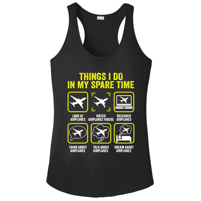 Things I Do In My Spare Time Airplanes Aviation Pilot Ladies PosiCharge Competitor Racerback Tank