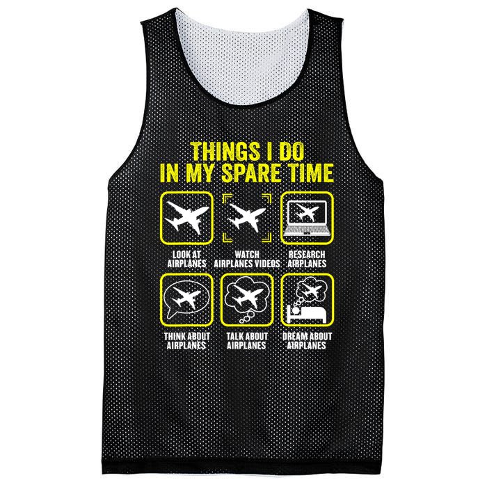 Things I Do In My Spare Time Airplanes Aviation Pilot Mesh Reversible Basketball Jersey Tank