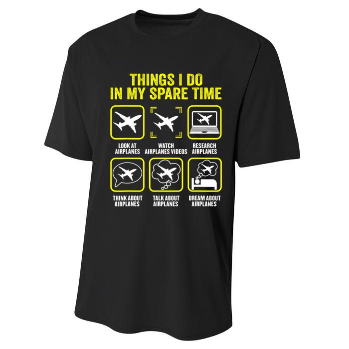 Things I Do In My Spare Time Airplanes Aviation Pilot Performance Sprint T-Shirt