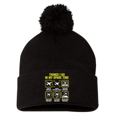 Things I Do In My Spare Time Airplanes Aviation Pilot Pom Pom 12in Knit Beanie