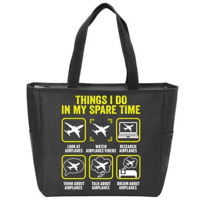Things I Do In My Spare Time Airplanes Aviation Pilot Zip Tote Bag
