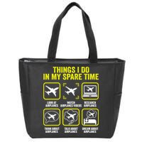 Things I Do In My Spare Time Airplanes Aviation Pilot Zip Tote Bag